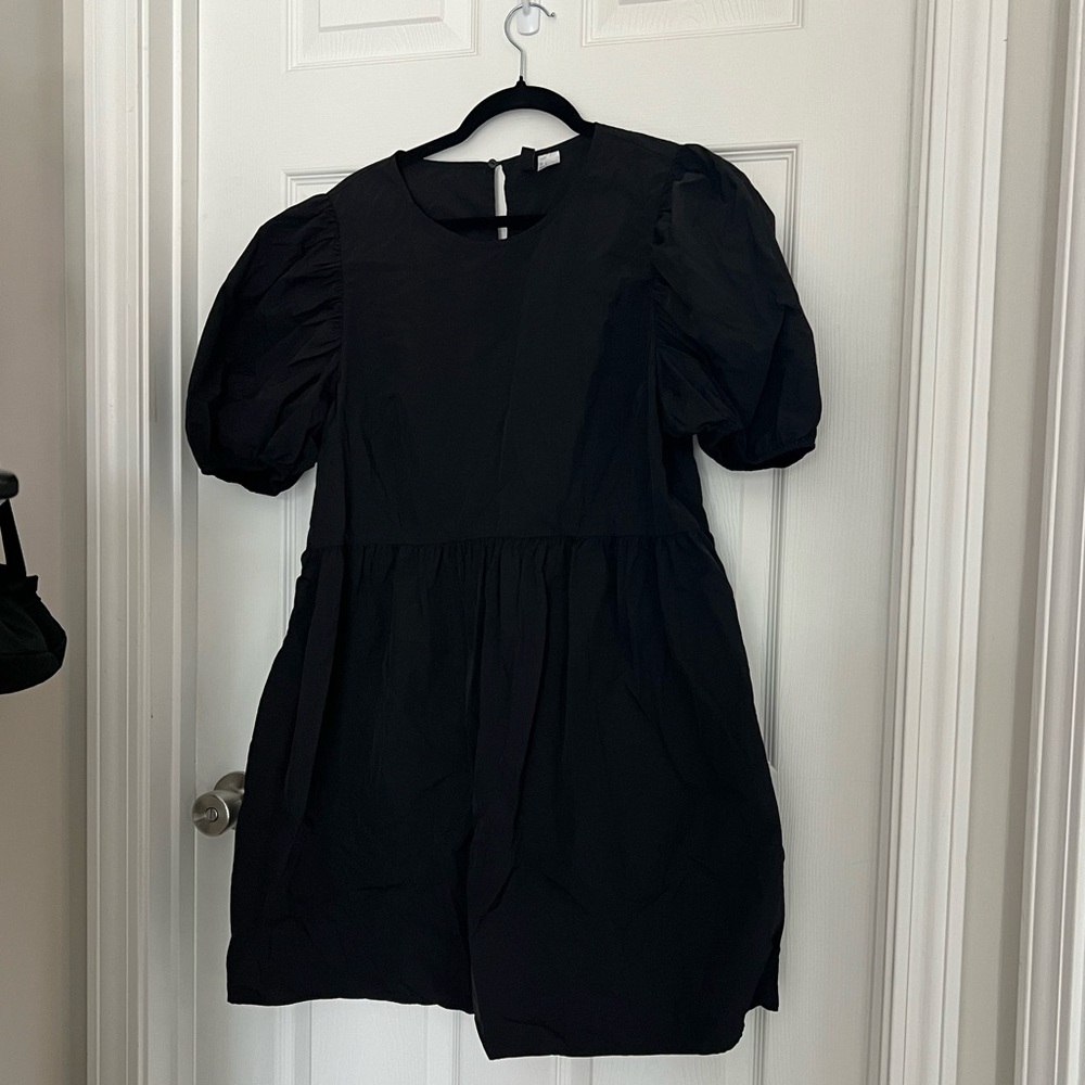 H&M Mini Black Bubble Sleeve Dress | Size L